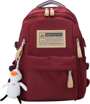 Cute Aesthetic Backpack Kawaii Backpack Supplies Laptop Bag Travel Bookbag Large Capacity (Red)