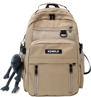 Cute Aesthetic Backpack with Kawaii Plush Preppy Backpack Japanese Laptop Backpack Korean Fashion College Bookbag (Khaki,One Size)