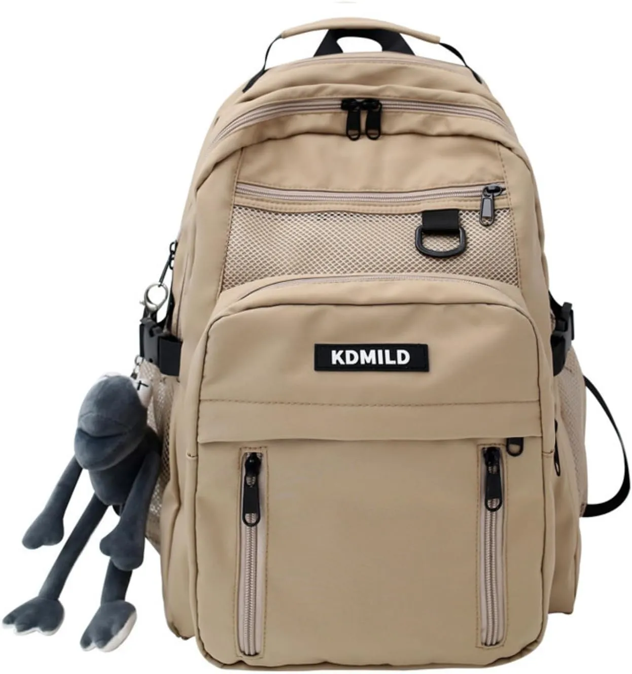 Cute Aesthetic Backpack with Kawaii Plush Preppy Backpack Japanese Laptop Backpack Korean Fashion College Bookbag (Khaki,One Size)