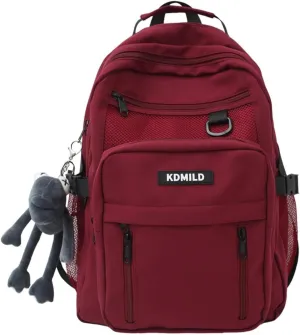 Cute Aesthetic Backpack with Kawaii Plush Preppy Backpack Japanese Laptop Backpack Korean Fashion College Bookbag (Red,One Size)