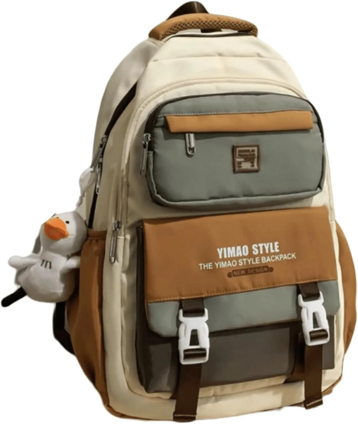 Cute Aesthetic Backpack Y2K Supplies Laptop Bag Travel Bookbag Large Capacity Japanese Style (Khaki)
