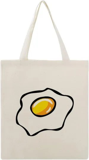 Cute Omelette Canvas Tote Bag Reusable Shopping Bag