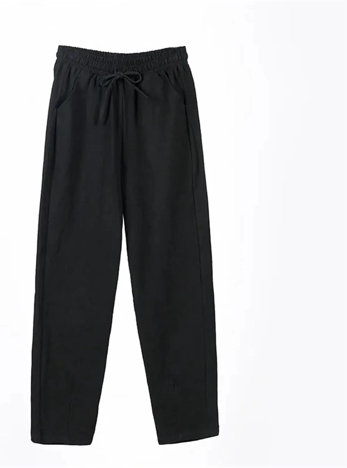 Dcvmvmn Women's Elastic Waist Harem Pants Casual Ankle Length Straight Pencil Trousers Thin Cotton Linen Sweatpants