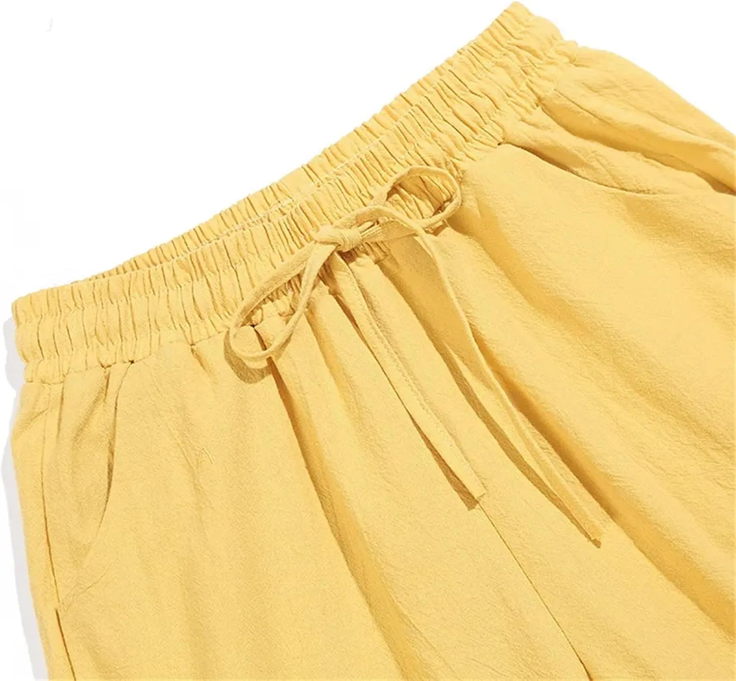 Dcvmvmn Women's Elastic Waist Harem Pants Casual Ankle Length Straight Pencil Trousers Thin Cotton Linen Sweatpants