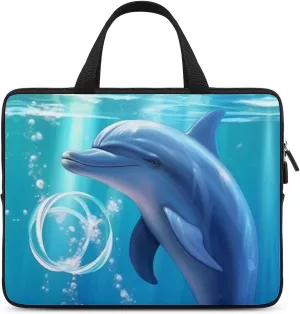 Dolphins Ring OceanLaptop Bag Laptop Case Computer Notebook Briefcase Messenger Bag with Adjustable Shoulder Strap 15.6 Inch