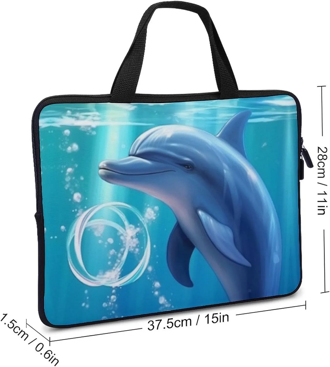 Dolphins Ring OceanLaptop Bag Laptop Case Computer Notebook Briefcase Messenger Bag with Adjustable Shoulder Strap 15.6 Inch