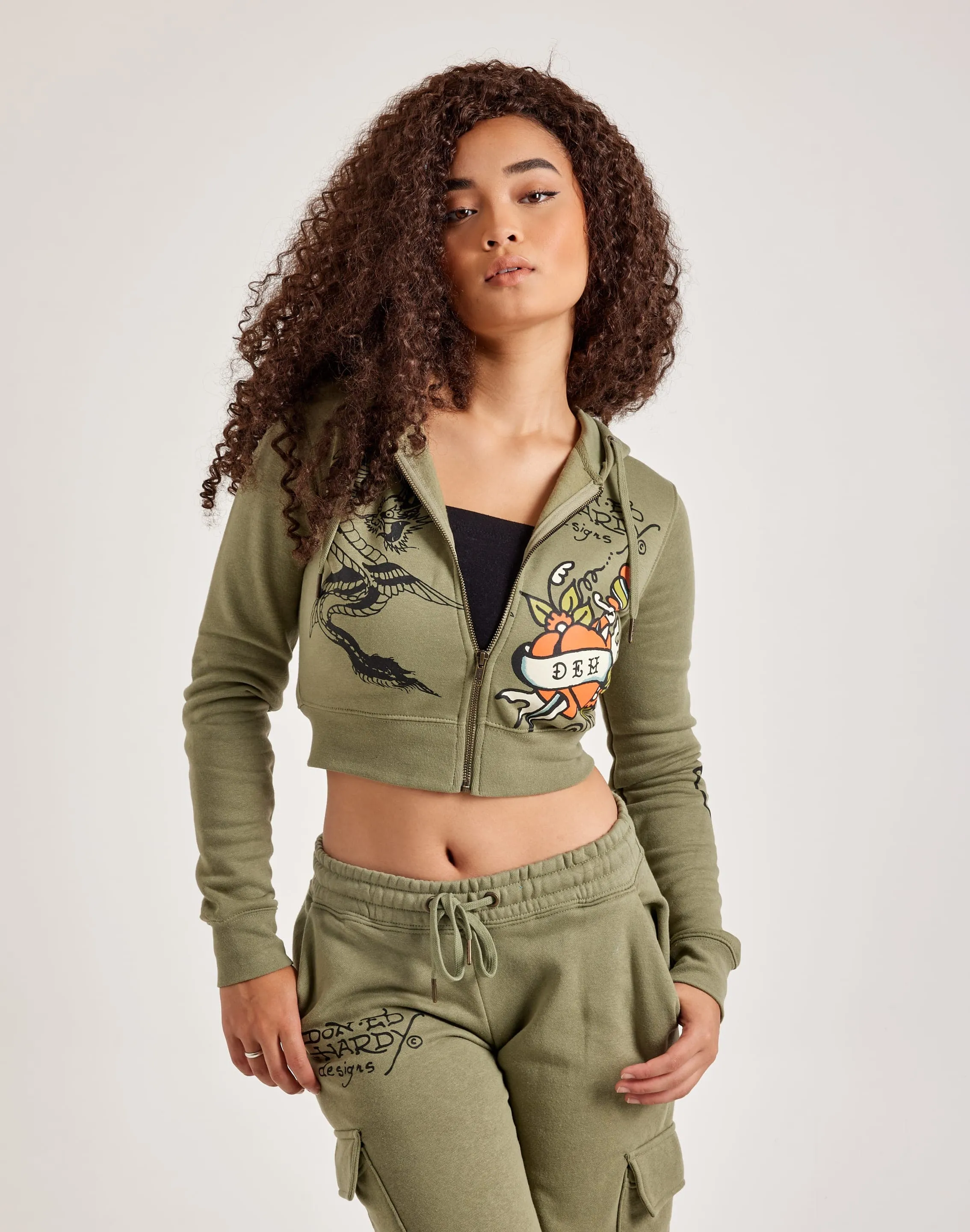 Ed Hardy Dragon Dagger Full-Zip Fleece Hoodie