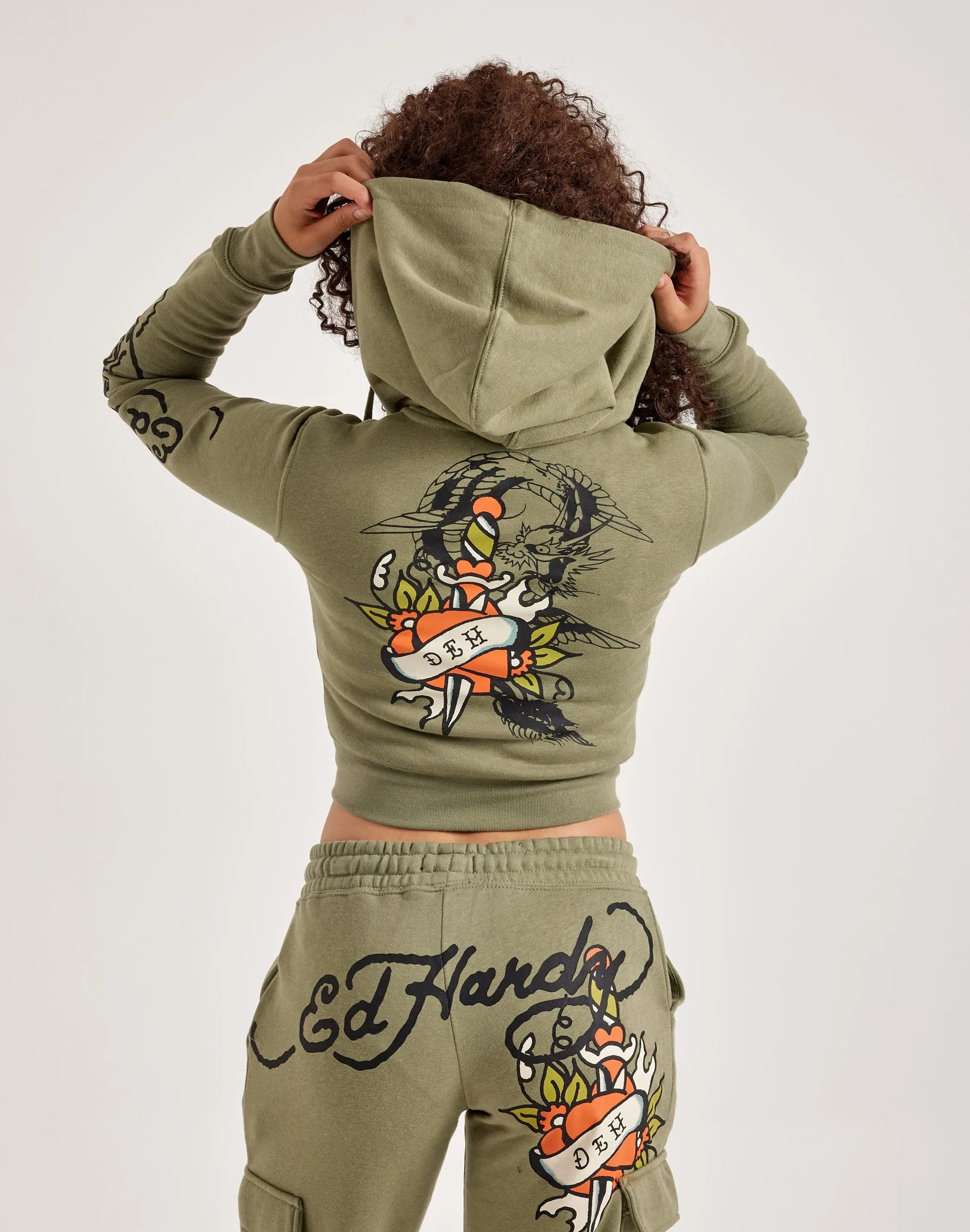 Ed Hardy Dragon Dagger Full-Zip Fleece Hoodie