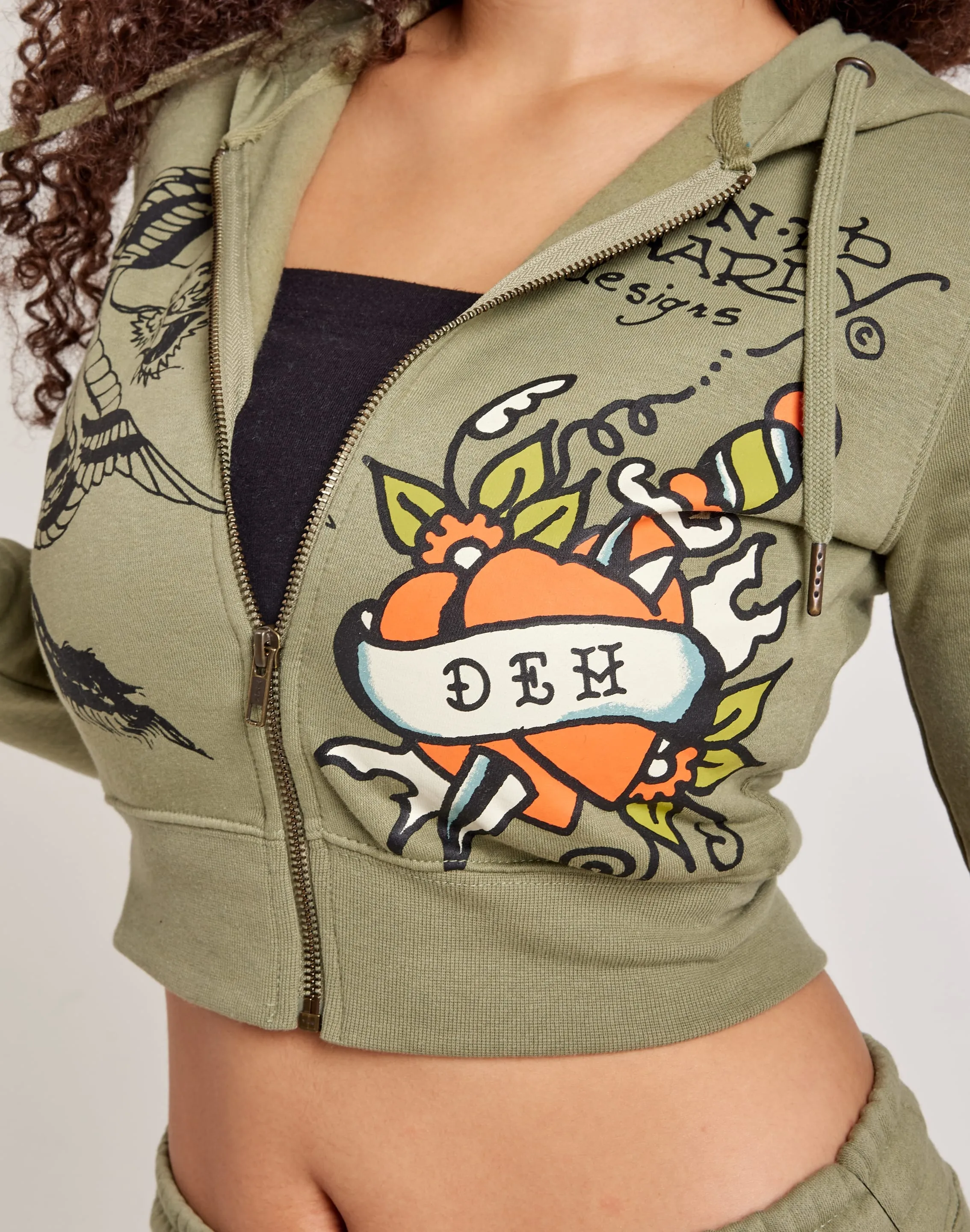 Ed Hardy Dragon Dagger Full-Zip Fleece Hoodie