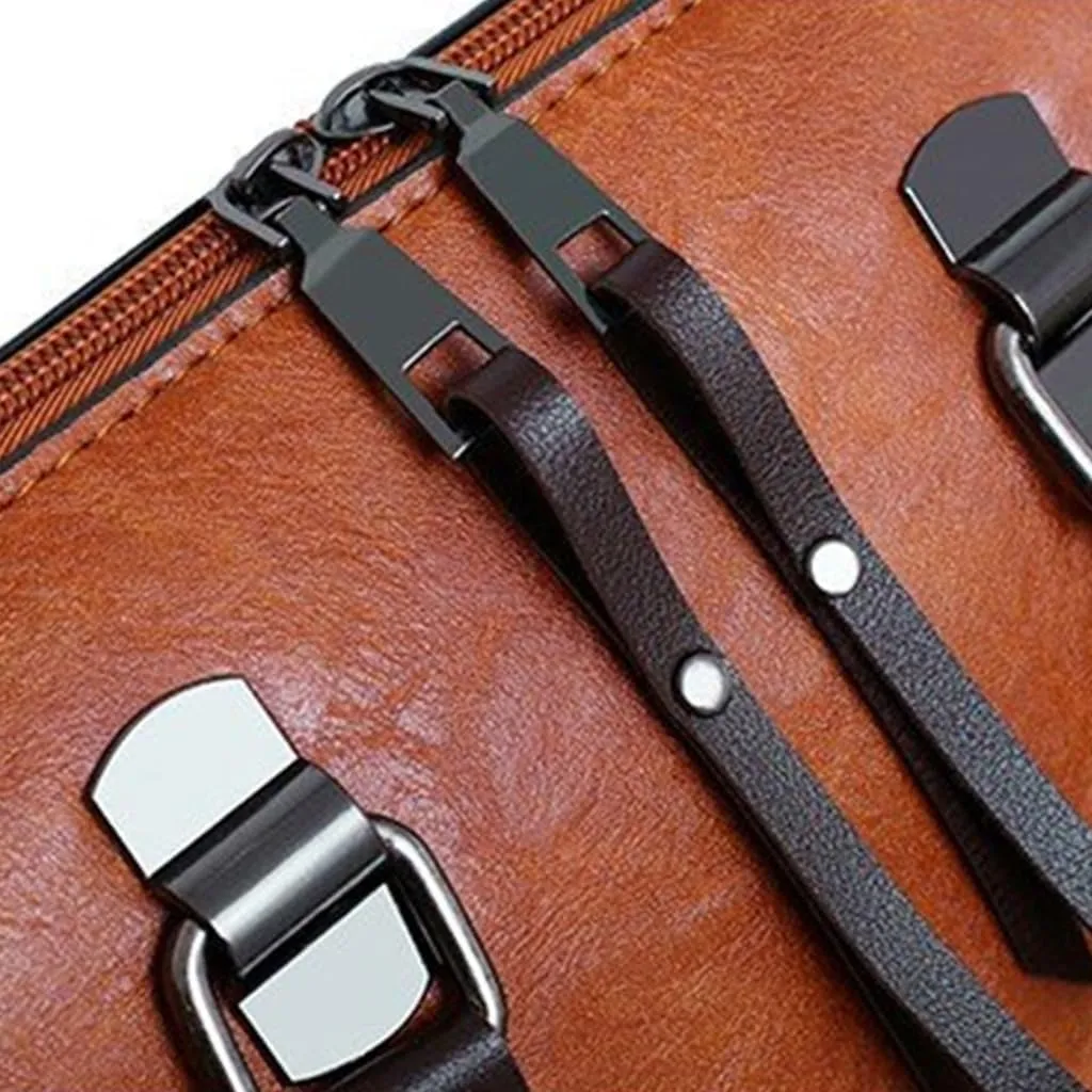 Elegant 4 In 1 Vintage PU Leather Satchel Top Handle Bag Handbag Set with Tassels Pendant and Shoulder Strap for Women