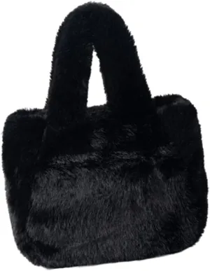 Elegant Minimalists Faux Furs Fleece Shoulder Crossbody Bag with Adjustable Strap for Women Fuzzy Small Bucket Handbag