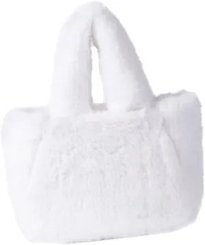 Elegant Minimalists Faux Furs Fleece Shoulder Crossbody Bag with Adjustable Strap for Women Fuzzy Small Bucket Handbag