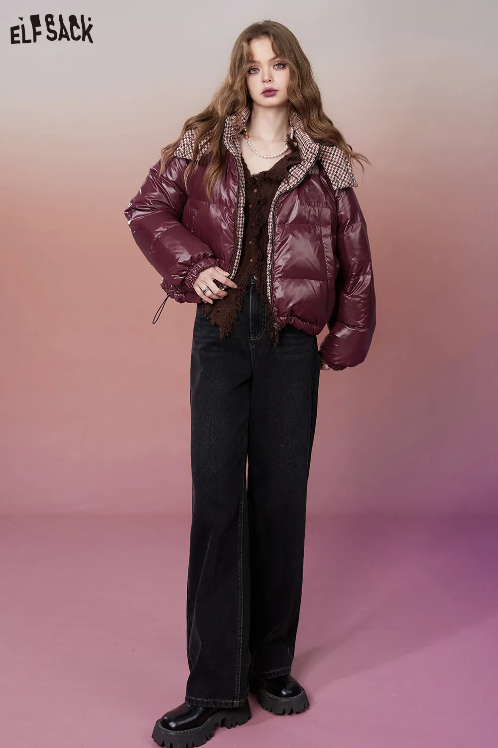 ELFSACK Straight Baggy Jeans Women 2023 Winter High Waist Plus Size Korean Fashion Trousers