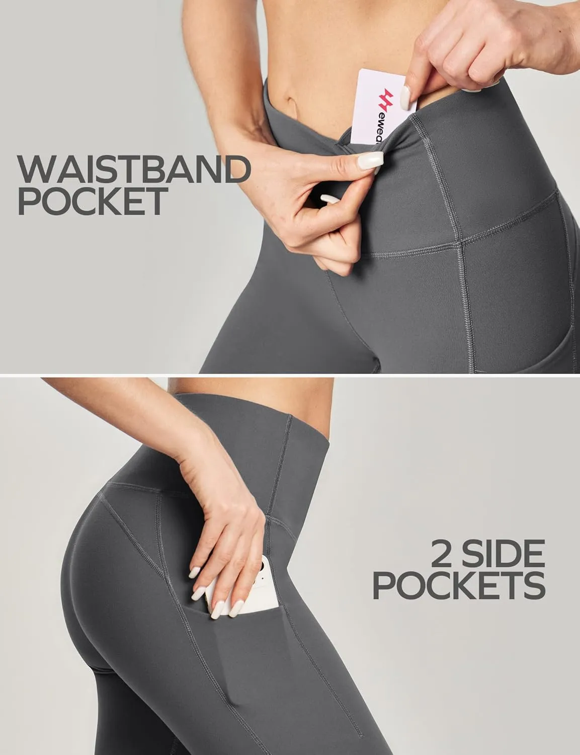 Ewedoos Knee Length Leggings with Pockets Capri Pants for Women High Waist Yoga Pants for Casual Summer Yoga Workout