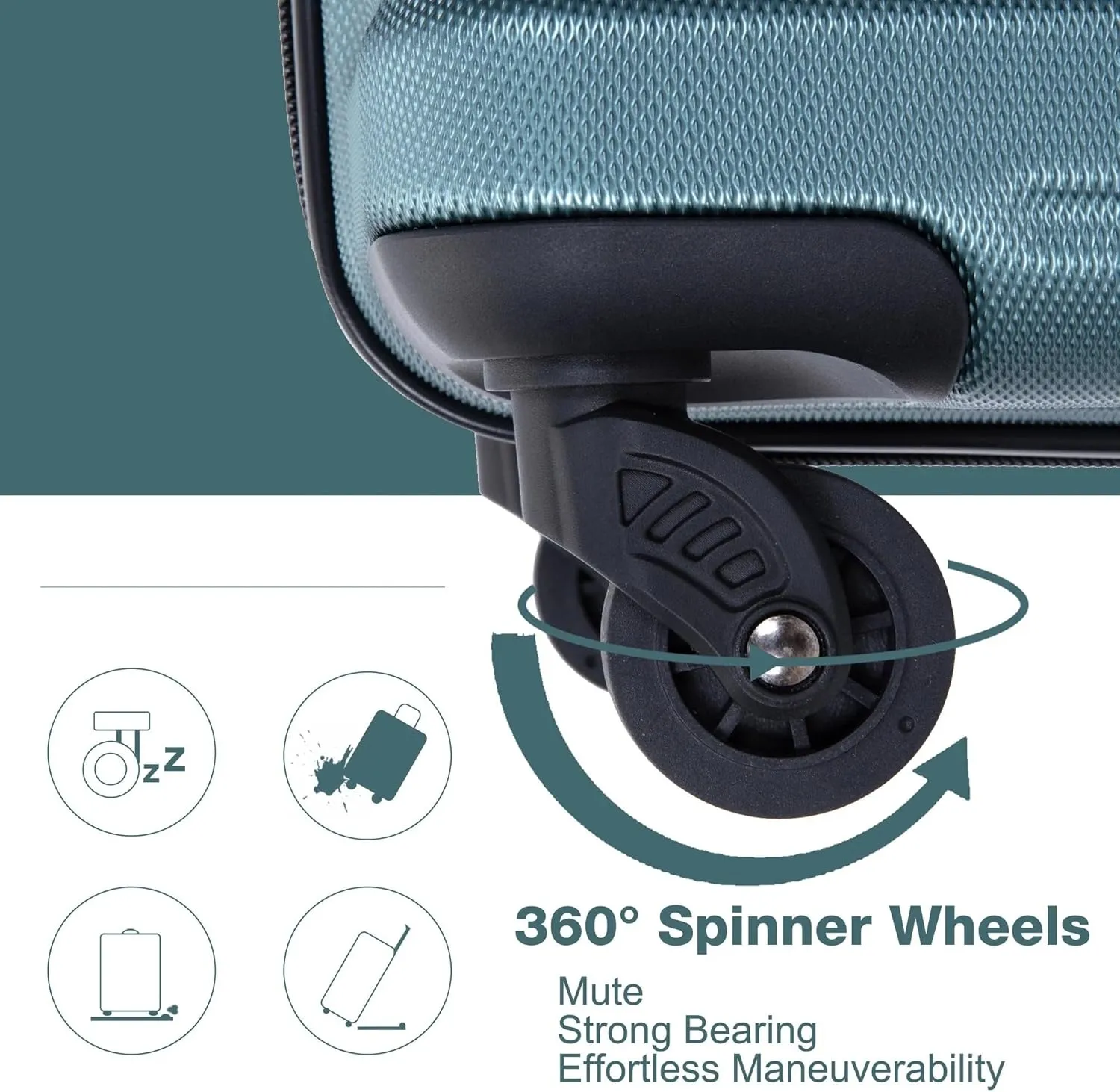 Expandable 3-Piece Luggage Set (21", 25", 29"), PC Lightweight & Durable Suitcase with 360 Spinner Wheels, Two Hooks and TSA Lock, Carry-On & Checked Travel Gear Set (Dark Green)