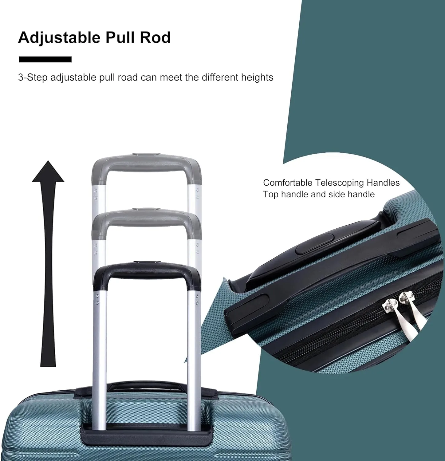 Expandable 3-Piece Luggage Set (21", 25", 29"), PC Lightweight & Durable Suitcase with 360 Spinner Wheels, Two Hooks and TSA Lock, Carry-On & Checked Travel Gear Set (Dark Green)