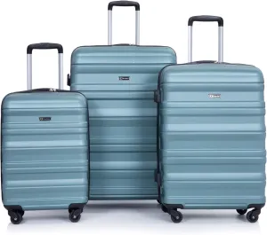 Expandable 3-Piece Luggage Set (21", 25", 29"), PC Lightweight & Durable Suitcase with 360 Spinner Wheels, Two Hooks and TSA Lock, Carry-On & Checked Travel Gear Set (Dark Green)