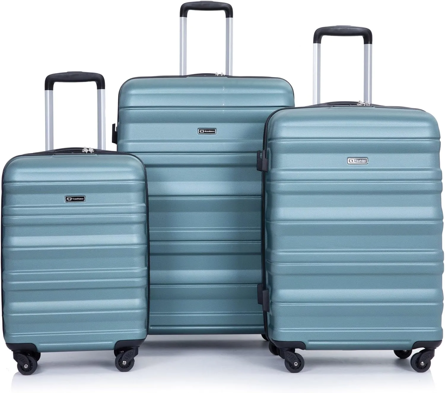 Expandable 3-Piece Luggage Set (21", 25", 29"), PC Lightweight & Durable Suitcase with 360 Spinner Wheels, Two Hooks and TSA Lock, Carry-On & Checked Travel Gear Set (Dark Green)