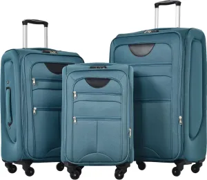 Expandable 3 Piece Luggage Set - Softside Spinner Suitcases with TSA Lock