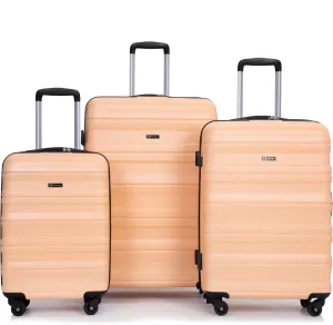 Expandable 3 Piece Luggage Sets PC Lightweight & Durable Suitcase with Two Hooks, Spinner Wheels, TSA Lock, (21/25/29) Peach