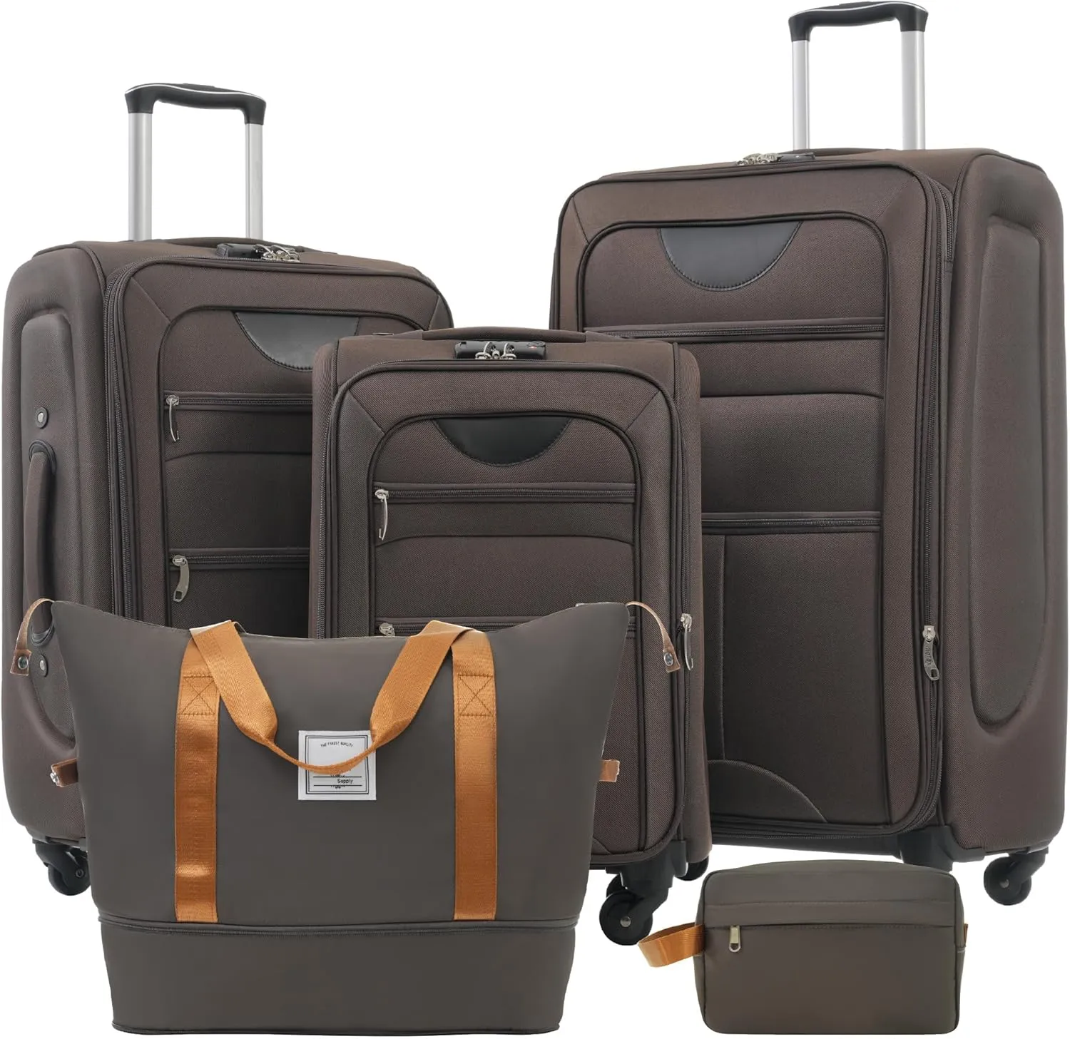 Expandable 3 Piece Spinner Luggage Set with Duffel Bag & Toiletry Bag - Lightweight & Durable Travel Suitcase for Easy Transport