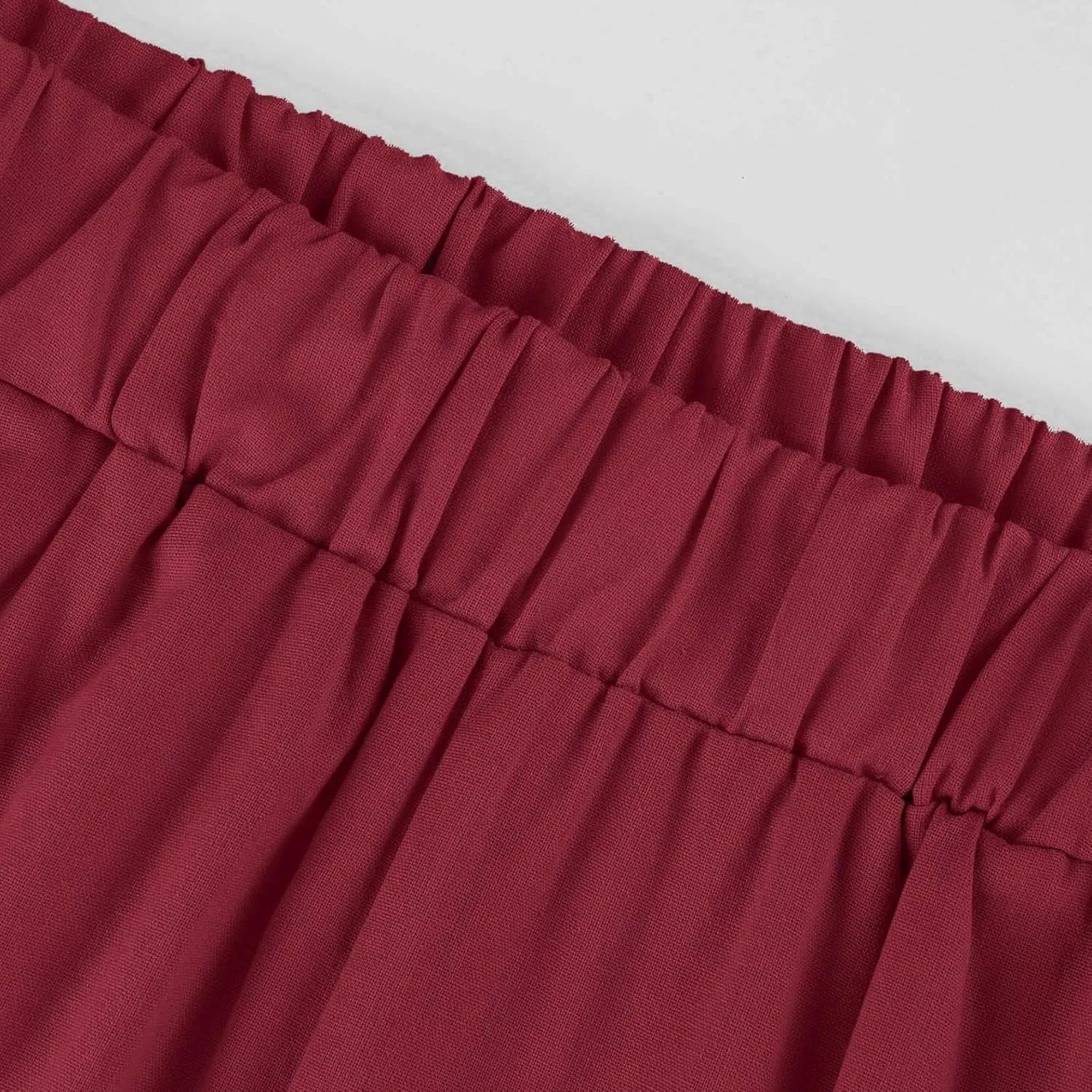 fanmpghleoo Women's Summer Casual Linen Pants Elastic Waist Loose Fit Straight Leg Crop Pants Beach Trousers with Pockets