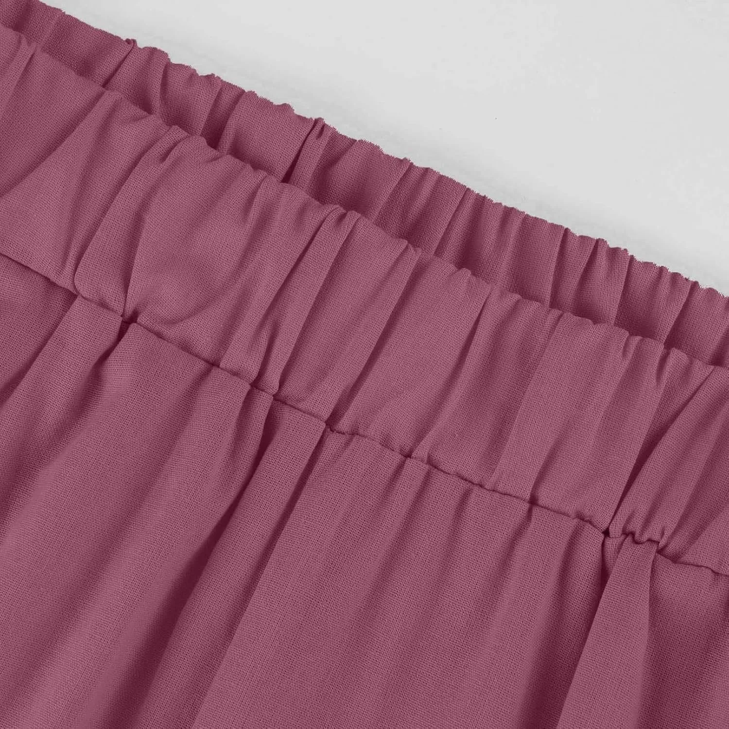 fanmpghleoo Women's Summer Casual Linen Pants Elastic Waist Loose Fit Straight Leg Crop Pants Beach Trousers with Pockets