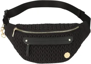 Fanny Pack Diaper Bag Crossbody Bags for Women, Large Belt Chest Bum Bag for Travel,Fashion Waist Bag Sling Bag for for Girls (Black)