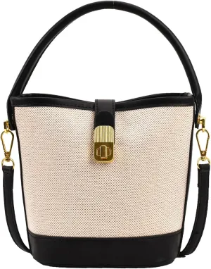 Fashion PU Leather Shoulder Bags Small Bucket Bag for Women Crossbody Shoulder Handbag Purse with Adjustable Strap