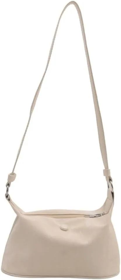 Fashionable Shoulder Bag Korean Elegant Solid Color PU Leather Bucket Bag Crossbody Bag Purse with Zippered for Women