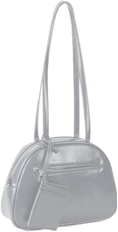 Fashonable PU Leather Saddles Bag with Zippered for Trendy Ladies Solid Color Glossy Finish Shoulder Handbag Purse