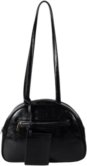 Fashonable PU Leather Saddles Bag with Zippered for Trendy Ladies Solid Color Glossy Finish Shoulder Handbag Purse