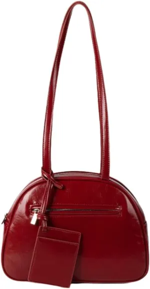 Fashonable PU Leather Saddles Bag with Zippered for Trendy Ladies Solid Color Glossy Finish Shoulder Handbag Purse