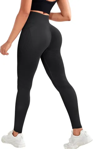 FITTOO Scrunch Butt Lifting Seamless Leggings for Women Booty Sculpt Contour High Waisted Workout Yoga Gym Pants