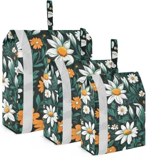 Floral Leaves Daisy Spring Packing Cubes for Suitcases 3 Set Compression Lightweight Luggage Packing Organizers for Carry on Suitcase Travel Accessories Luggage Organizer Bags Set