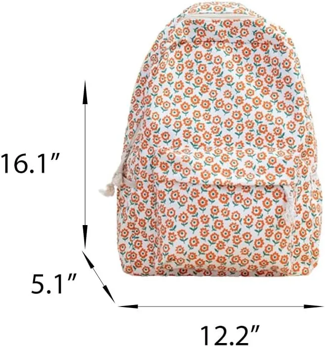 Floral Print Backpack for Women Trendy Cute Kawaii Laptop Backpack Coquette Aesthetic Backpack Casual Travel Daypack (Flower)