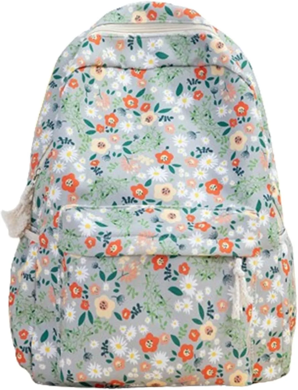 Floral Print Backpack for Women Trendy Cute Kawaii Laptop Backpack Coquette Aesthetic Backpack Casual Travel Daypack (Green)