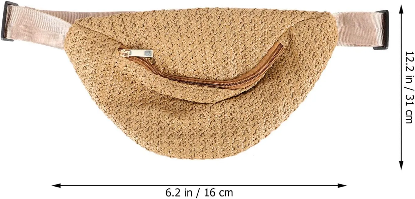 GALPADA Cute Straw Bag Summer Accessory Woven Waist Pouch Cross- Pouch Ideal for Women Girls Travel Everyday Use
