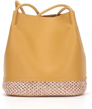 Genuine Leather Bucket Bags and Purses for Women Hobo and Shoulder Handbags Top Handle Satchel for Work Travel (C)