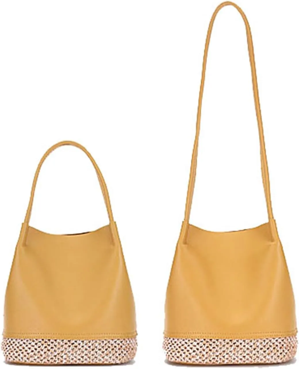 Genuine Leather Bucket Bags and Purses for Women Hobo and Shoulder Handbags Top Handle Satchel for Work Travel (C)