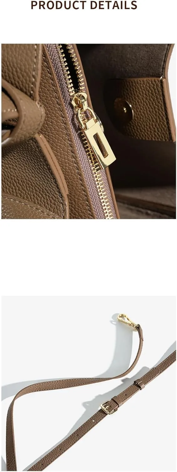 Genuine Leather Handmade Women's Tote Bag Crossbody Bucket Purse with Adjustable Strap, Multi-Pocket, Annual New
