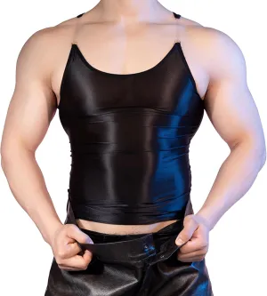 Glossy Mens Sleeveless Vest Sports Workout Tank Top Undershirt Sexy Muscle Sheer Shirt