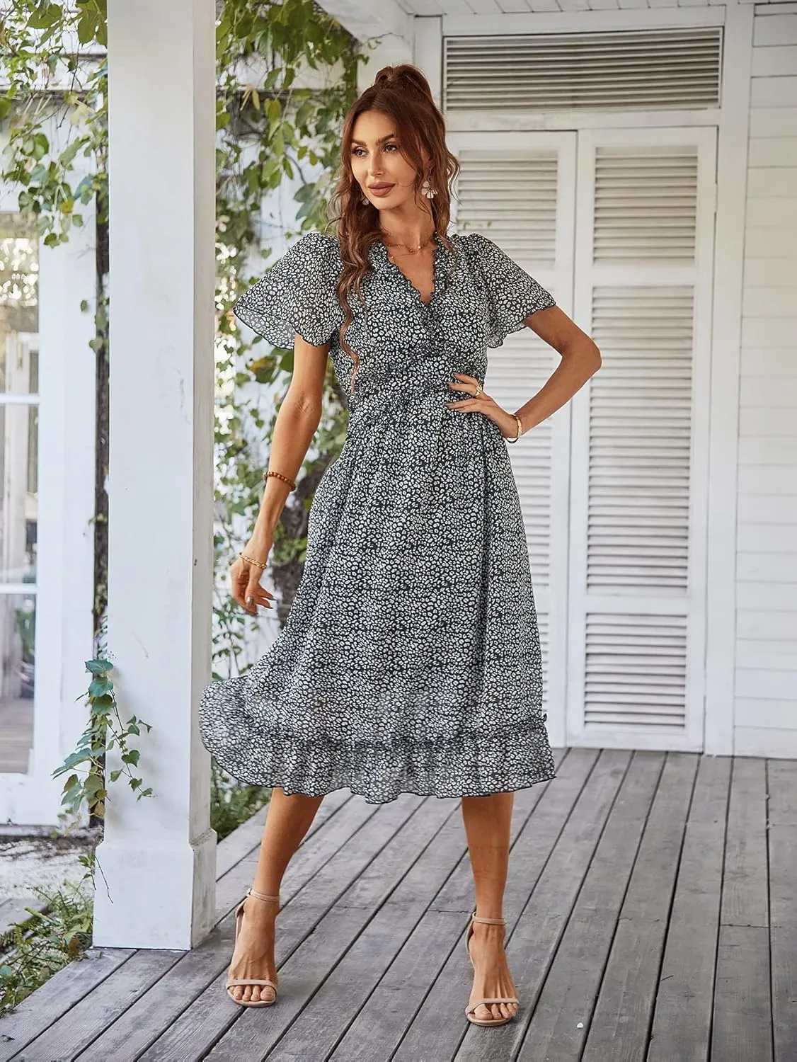 GOLDSTITCH Women's Summer Casual T Shirts Maxi Dress Flowy V Neck Tiered Beach Vacation Sundress 2025 Outfits