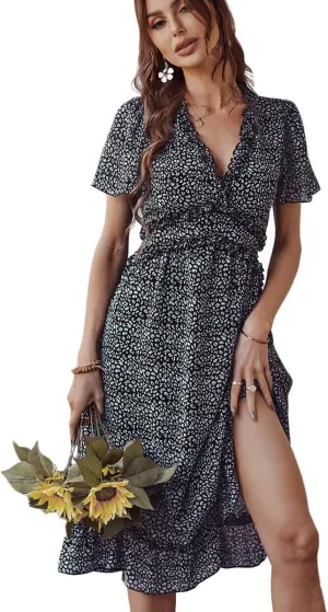 GOLDSTITCH Women's Summer Casual T Shirts Maxi Dress Flowy V Neck Tiered Beach Vacation Sundress 2025 Outfits