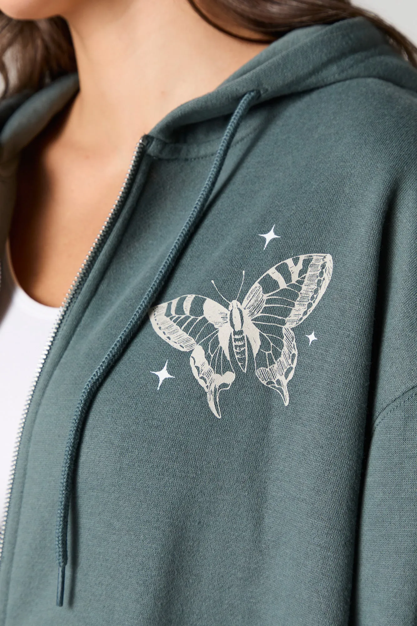 Graphic Fleece Zip-Up Hoodie