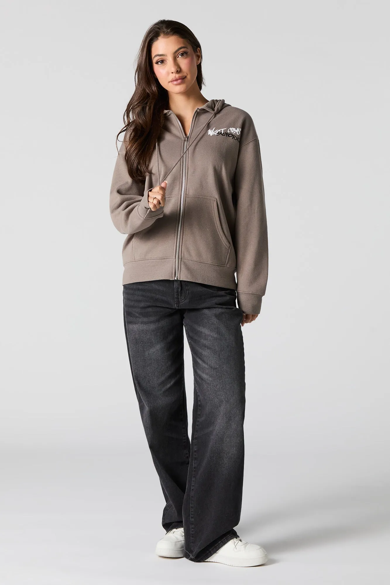 Graphic Fleece Zip-Up Hoodie