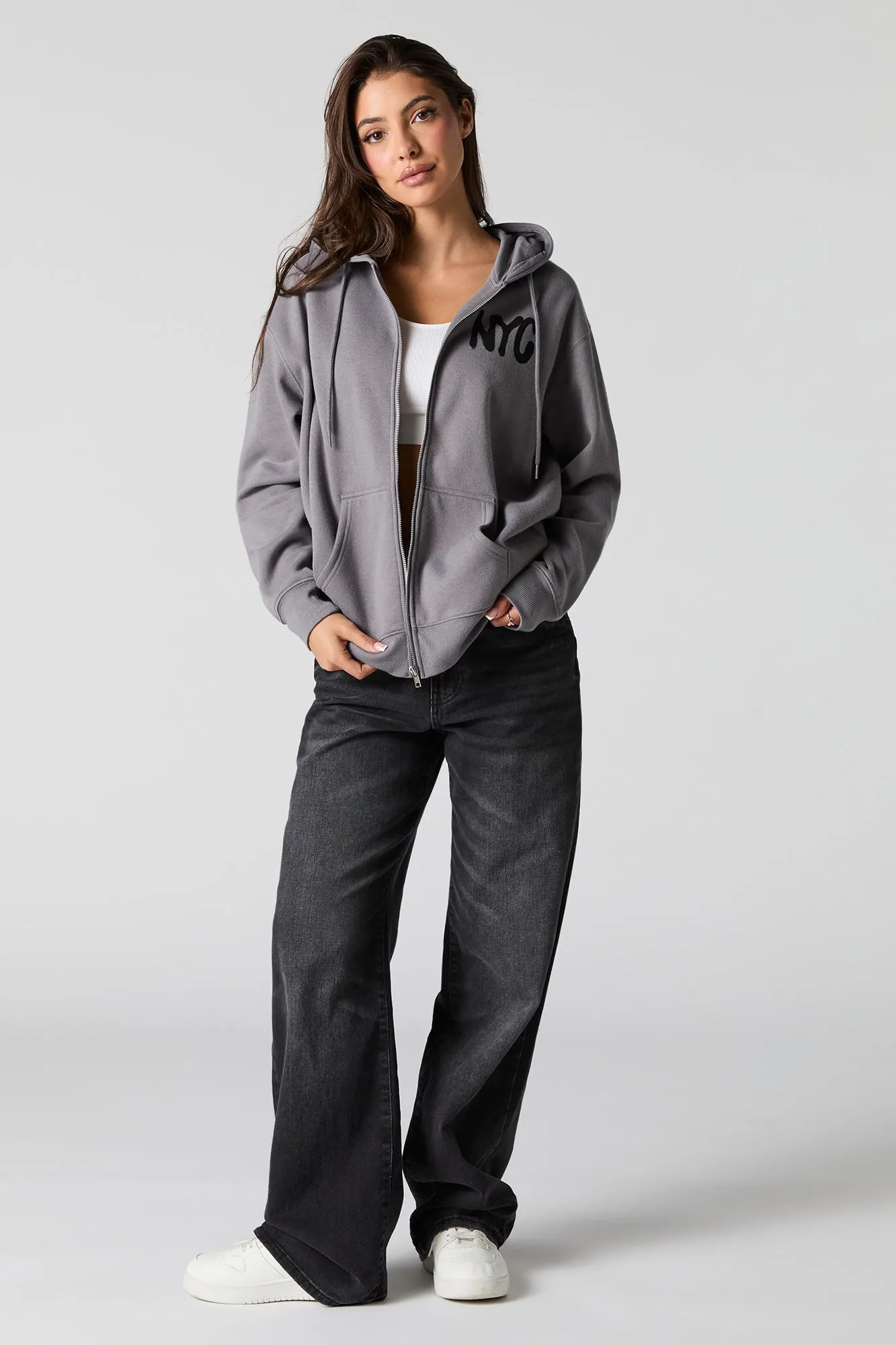 Graphic Fleece Zip-Up Hoodie