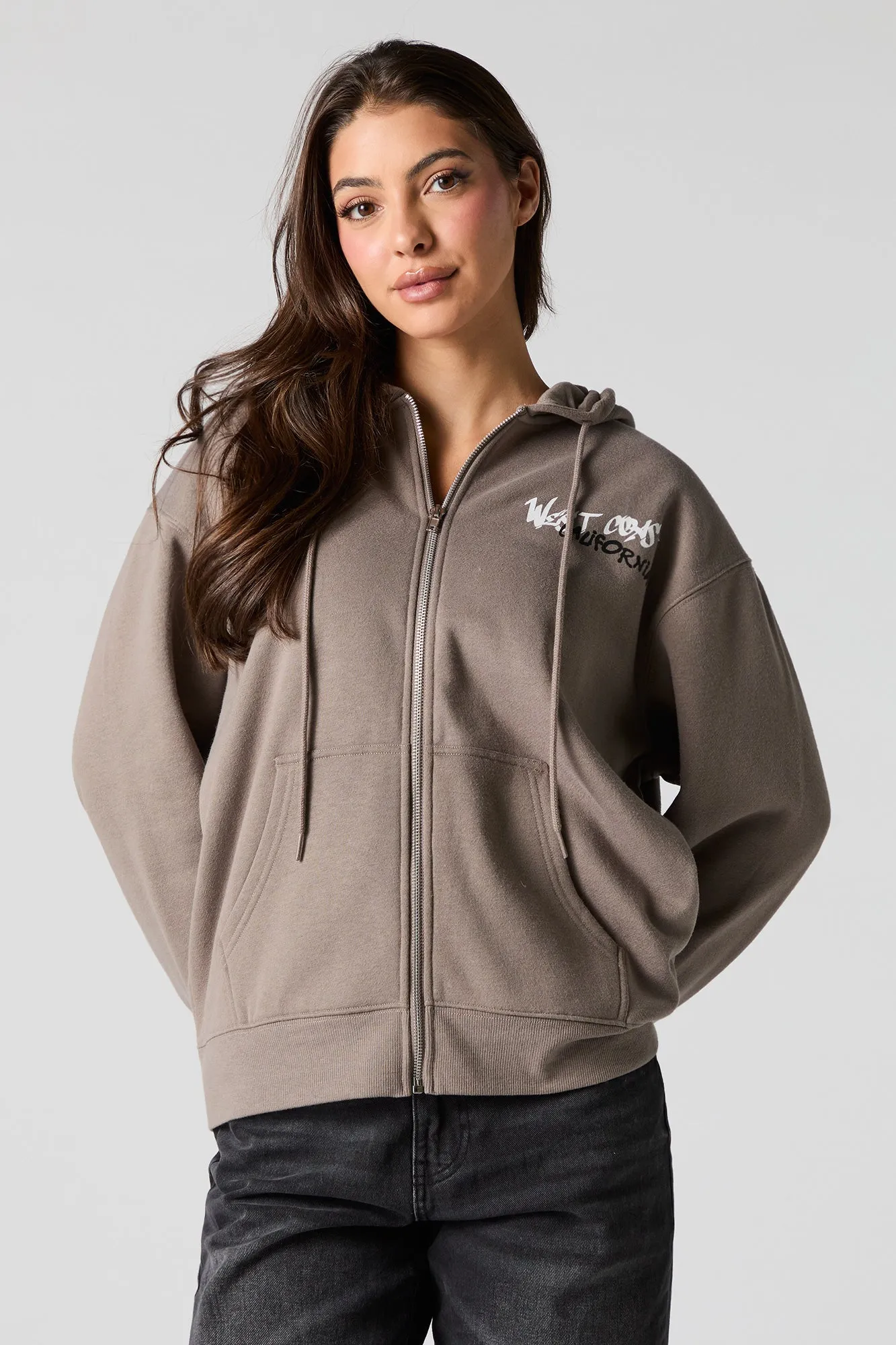 Graphic Fleece Zip-Up Hoodie