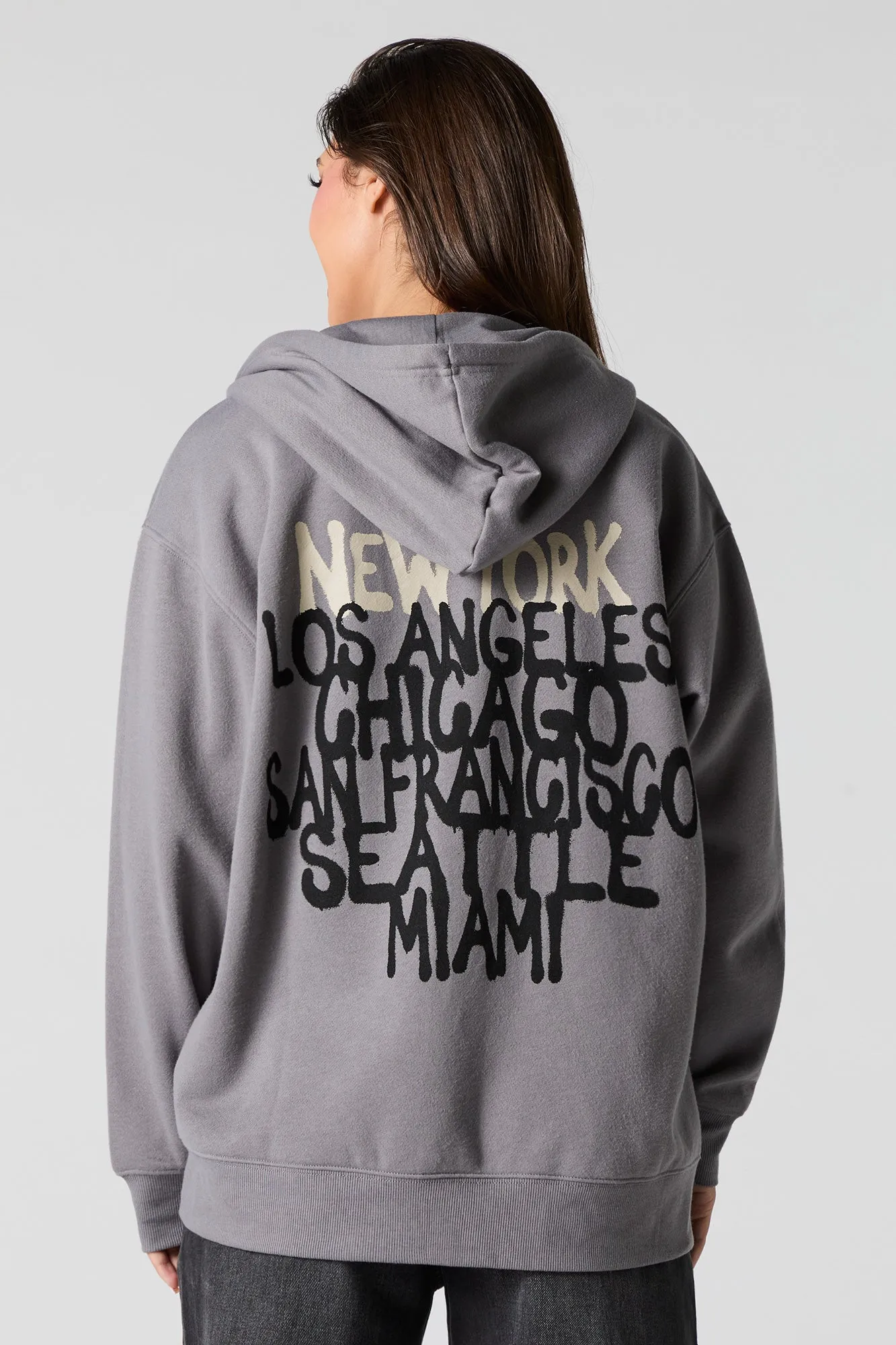 Graphic Fleece Zip-Up Hoodie