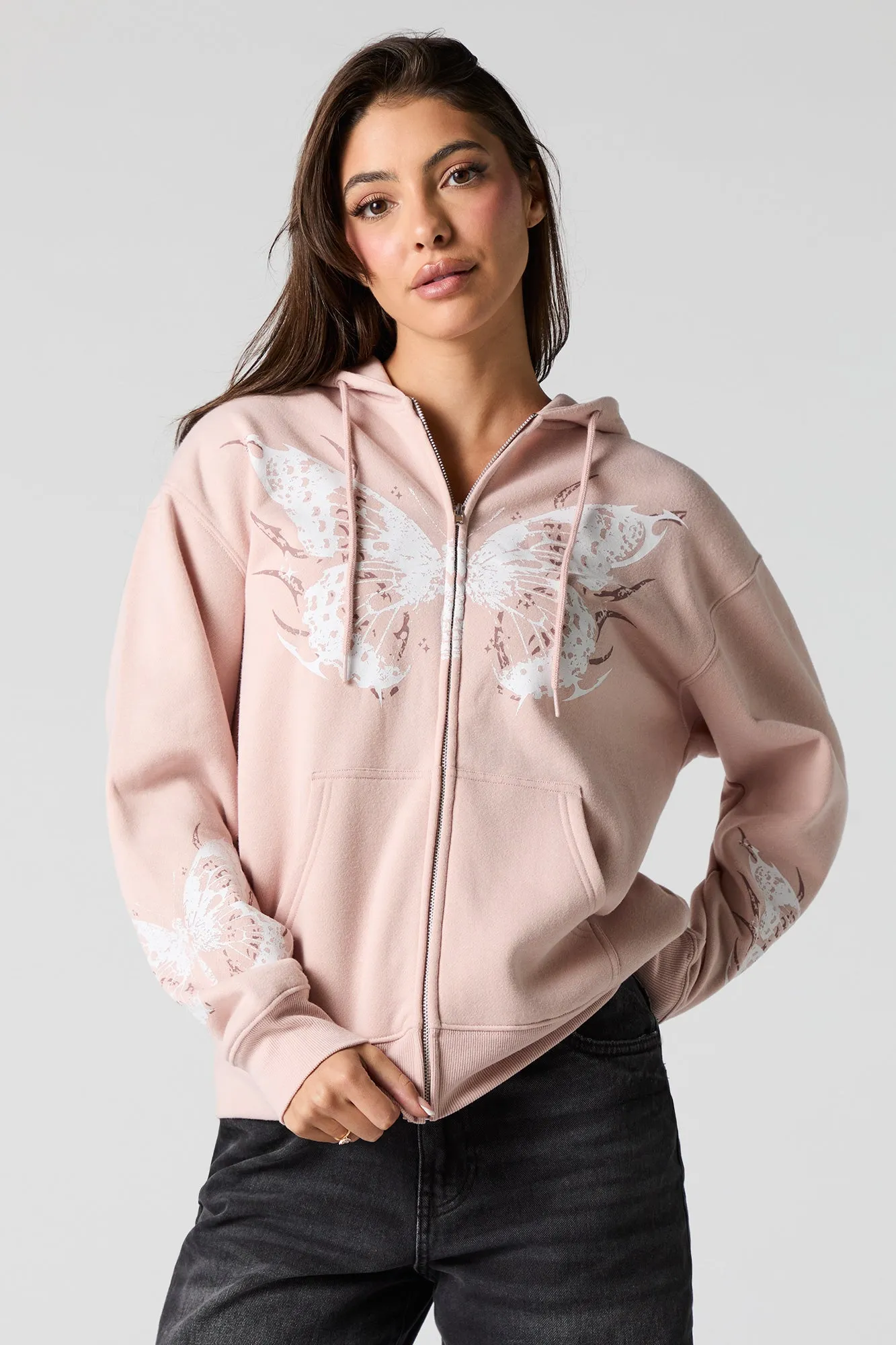 Graphic Fleece Zip-Up Hoodie